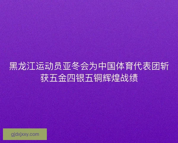 黑龙江运动员亚冬会为中国体育代表团斩获五金四银五铜辉煌战绩